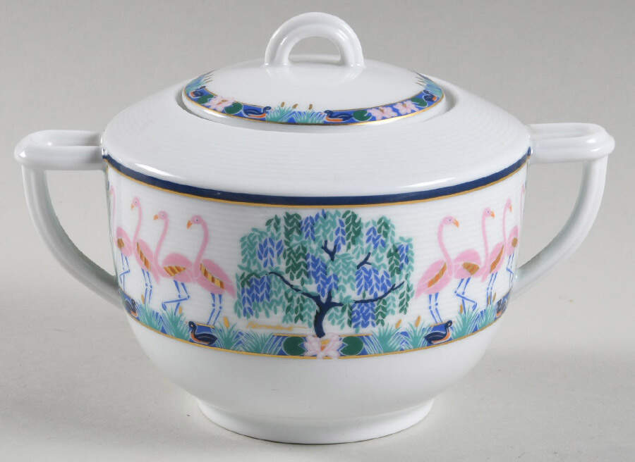 Flamants Roses Sugar Bowl & Lid by Bernardaud-1