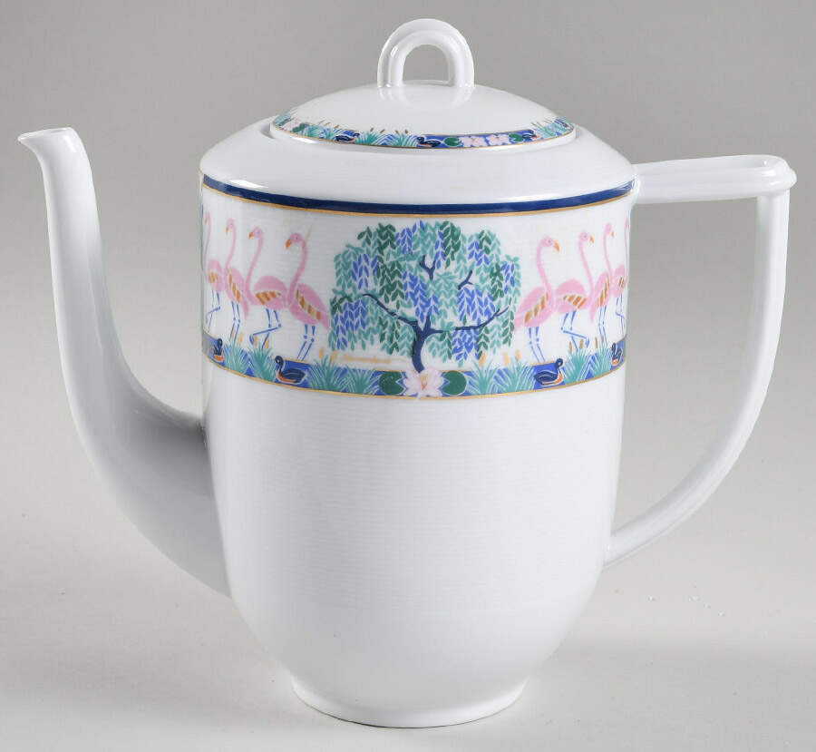 Flamants Roses Coffee Pot & Lid by Bernardaud-1