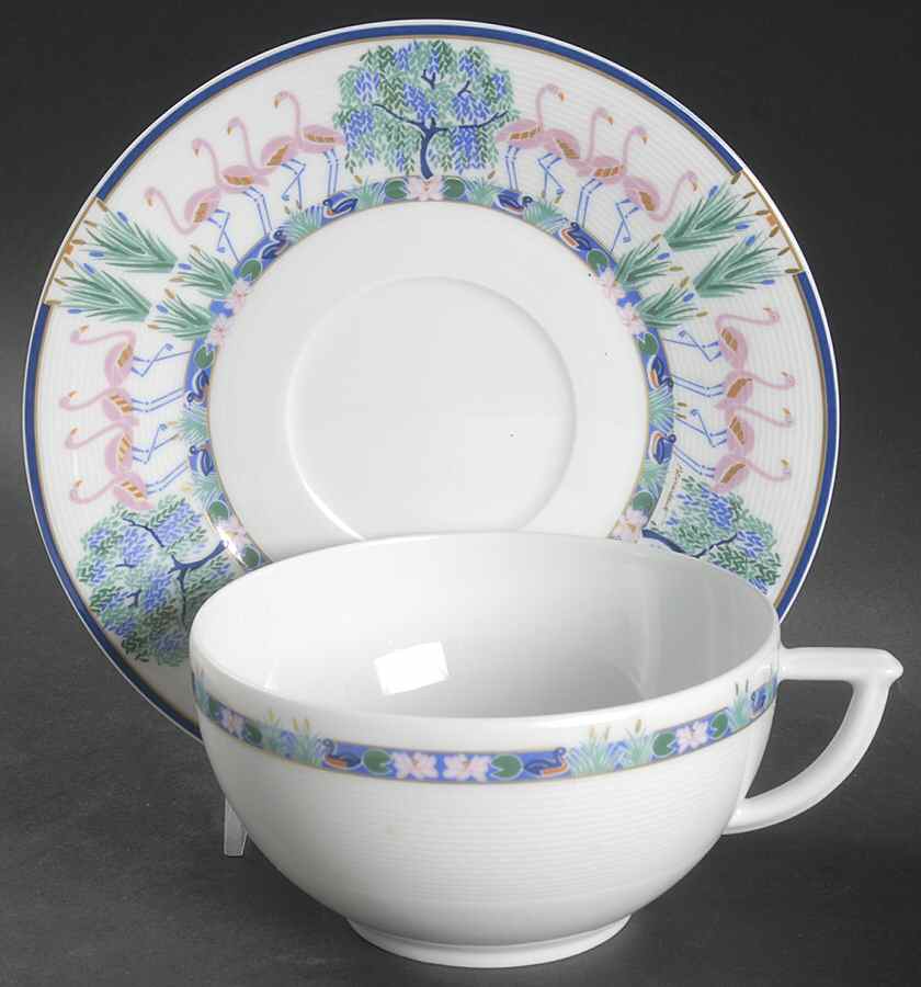 Flamants Roses Breakfast Cup & Saucer Set by Bernardaud-1