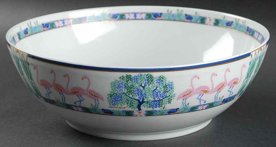 Flamants Roses 10" Large Salad Serving Bowl by Bernardaud-1
