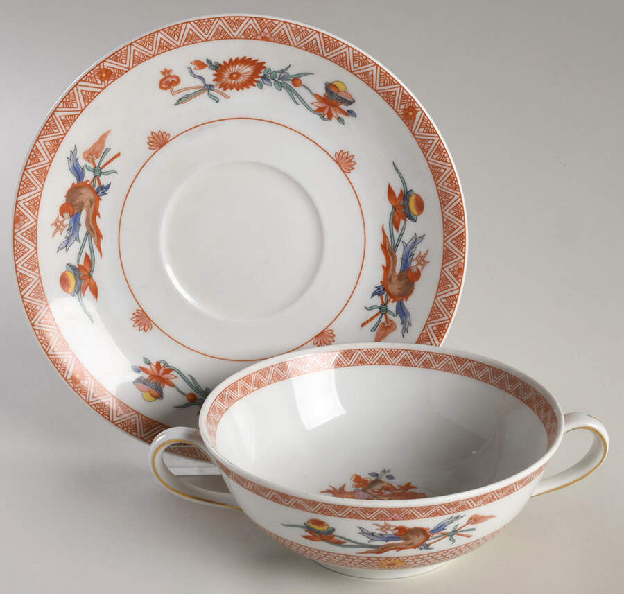 Fou Tcheou Flat Cream Soup Bowl & Saucer Set by Bernardaud-1