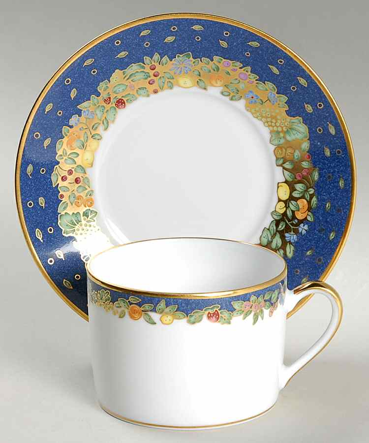 Frutti Fiori Flat Cup & Saucer Set by Bernardaud-1