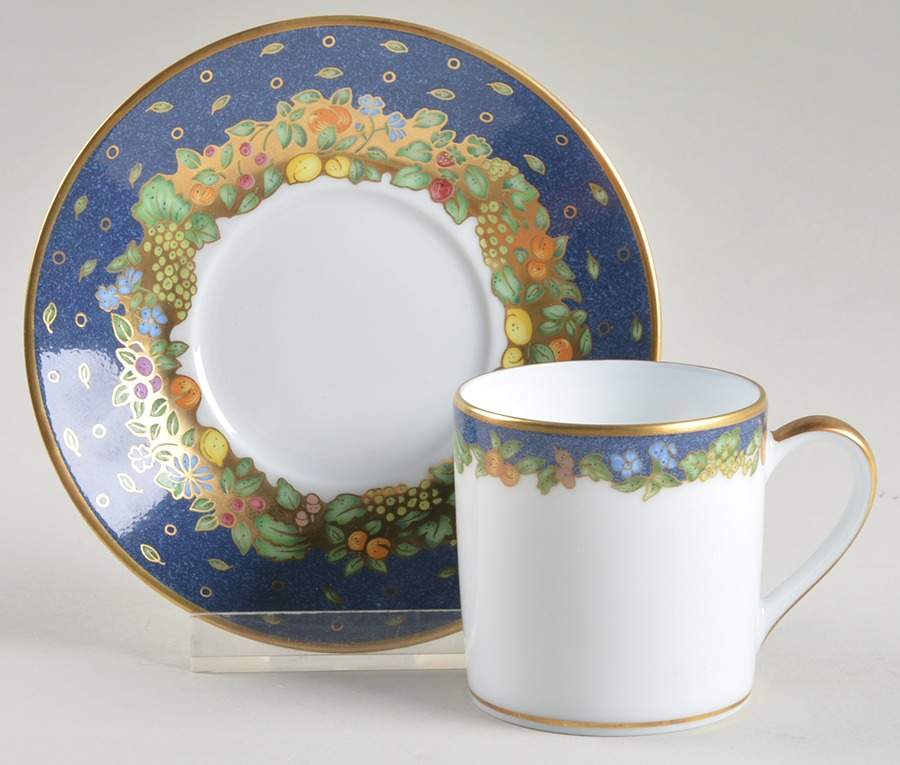 Frutti Fiori Flat Demitasse Cup & Saucer Set by Bernardaud-1