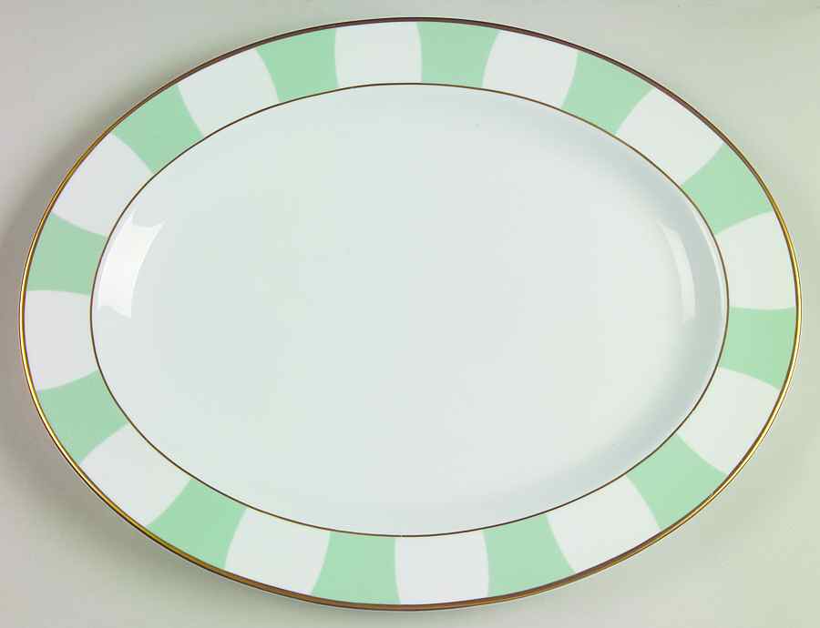 Galerie Royale Amande (Light Green) 15" Oval Serving Platter by Bernardaud-1