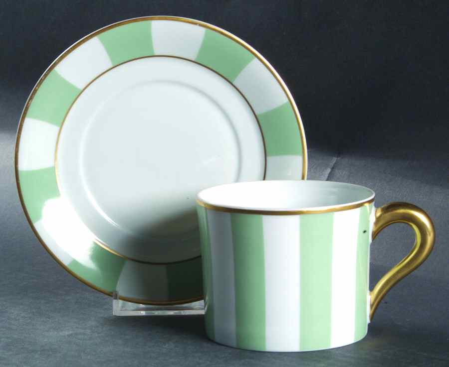 Galerie Royale Amande (Light Green) Flat Cup & Saucer Set by Bernardaud-1