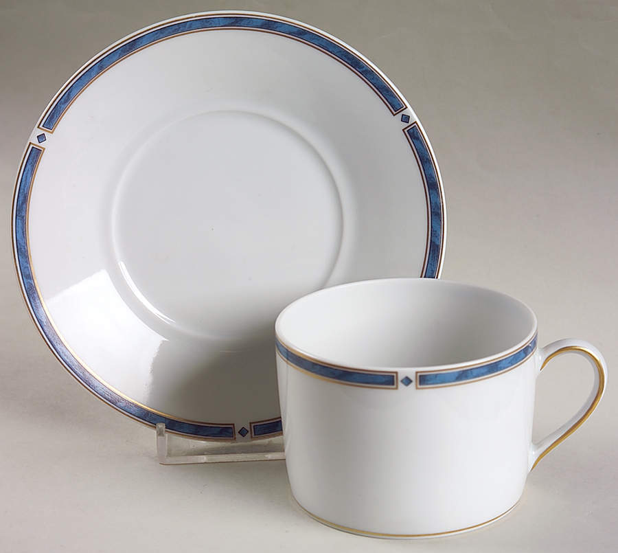 Gemme Bleu Flat Cup & Saucer Set by Bernardaud-1