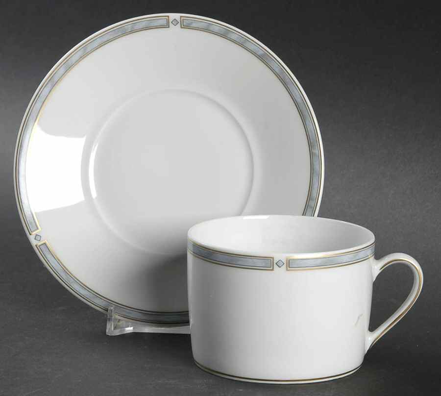 Gemme Gris Flat Cup & Saucer Set by Bernardaud-1