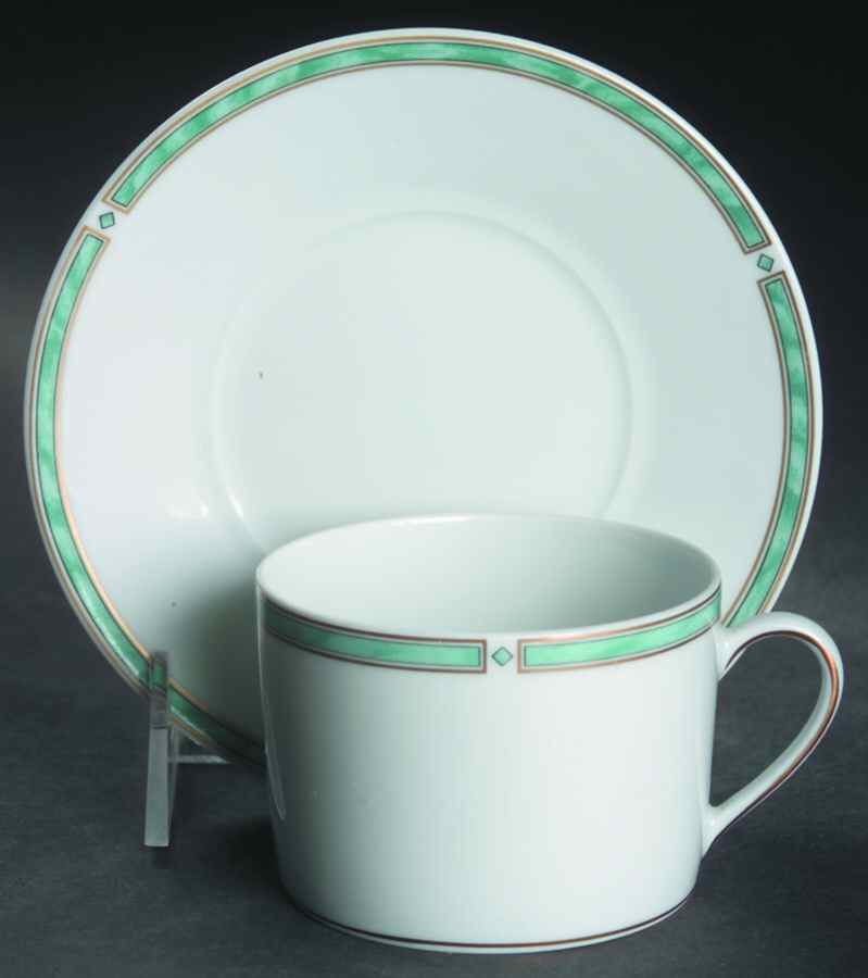 Gemme Green Flat Cup & Saucer Set by Bernardaud-1
