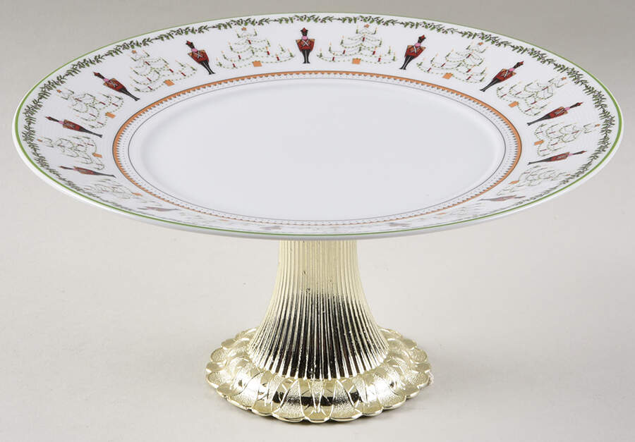 Grenadiers Cake Stand with 4"-5" Metal Pedestal  Hc by Bernardaud-1