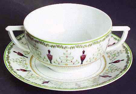 Grenadiers Flat Cream Soup Bowl & Saucer Set by Bernardaud-1