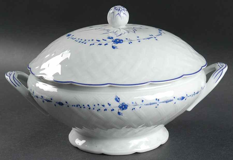 Hortense Blue (Blue Trim) Round Covered Vegetable by Bernardaud-1