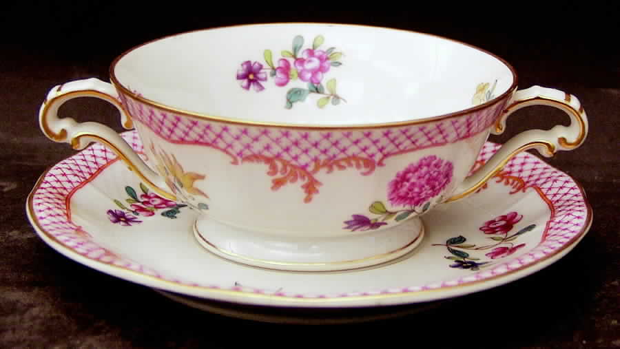 India Footed Cream Soup Bowl & Saucer Set by Bernardaud-1