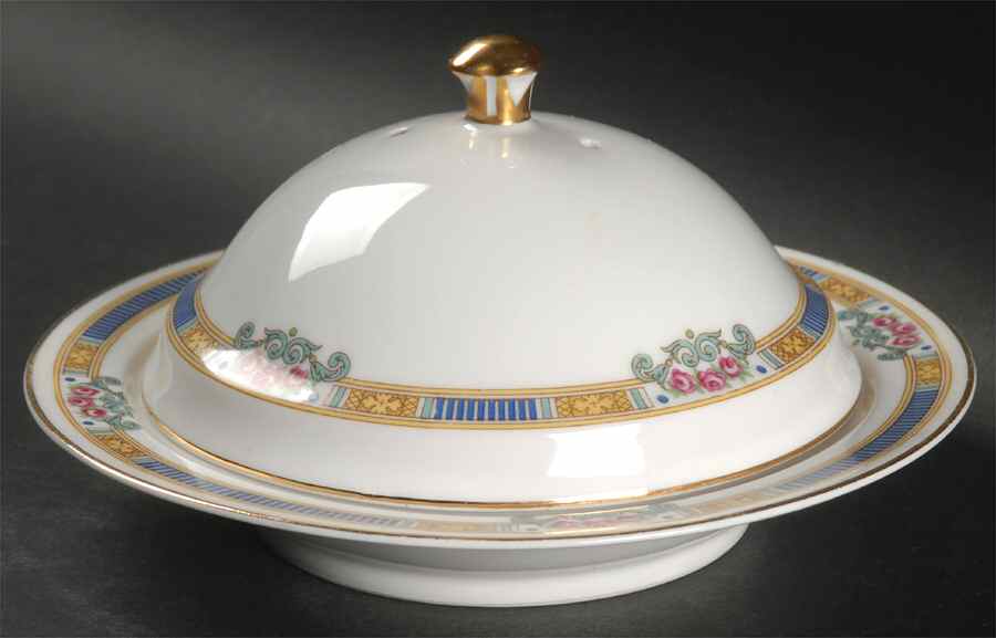 Lafayette Georgian Round Covered Butter with Strainer by Bernardaud-1
