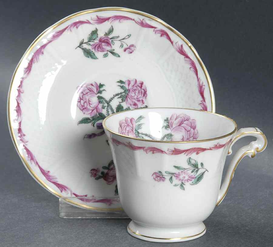 Les Deux Roses Footed Demitasse Cup & Saucer Set by Bernardaud-1