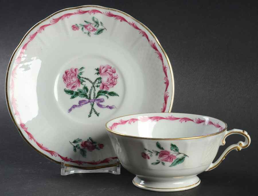 Les Deux Roses Footed Cup & Saucer Set by Bernardaud-1