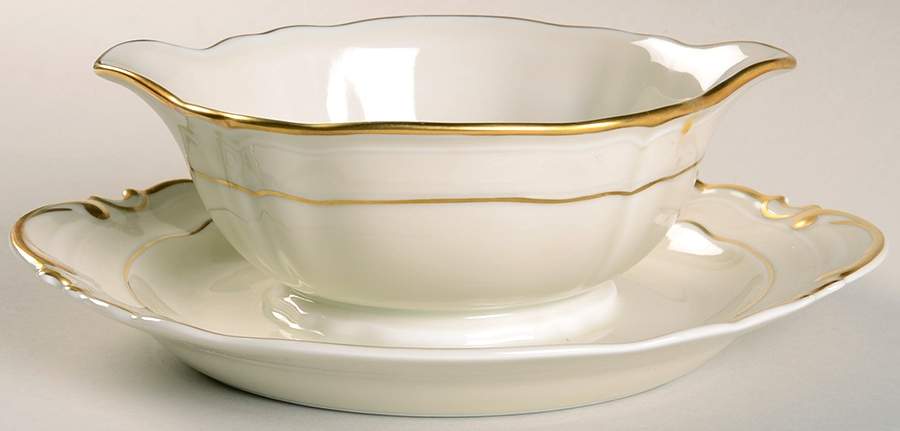 Louis XV Gravy Boat with Attached Underplate by Bernardaud-1