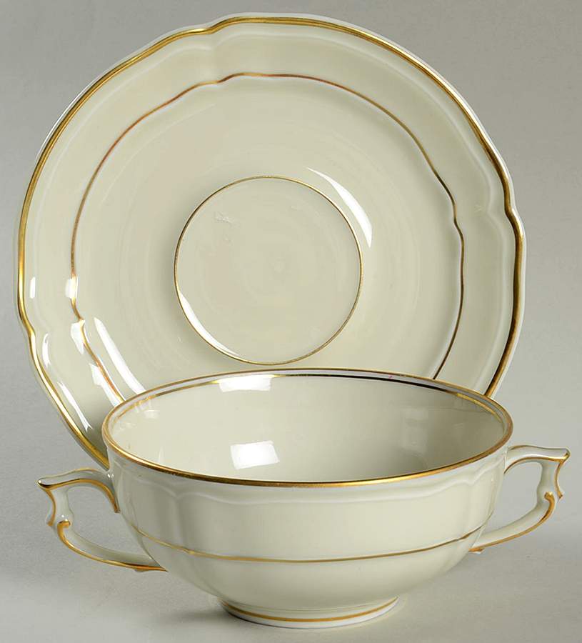 Louis XV Flat Cream Soup Bowl & Saucer Set by Bernardaud-1