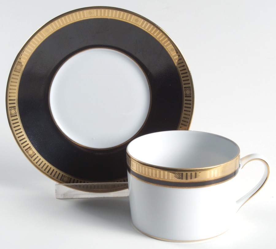 Madison Black Flat Cup & Saucer Set by Bernardaud-1