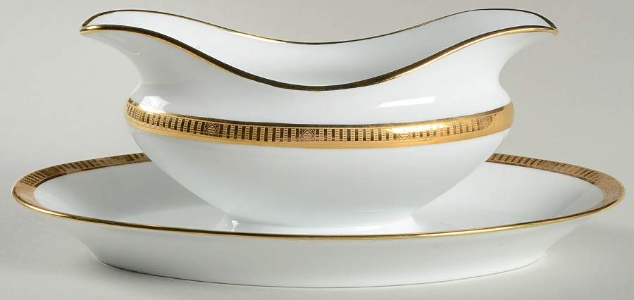 Madison Gold Gravy Boat with Attached Underplate by Bernardaud-1