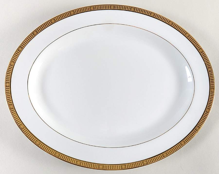 Madison Gold 13" Oval Serving Platter by Bernardaud-1