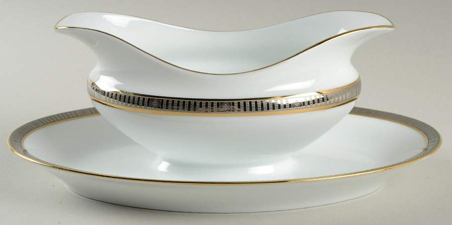 Madison Platinum Gravy Boat with Attached Underplate by Bernardaud-1