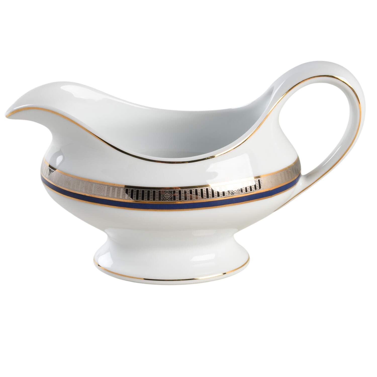 Madison Platinum Blue Gravy Boat by Bernardaud-1