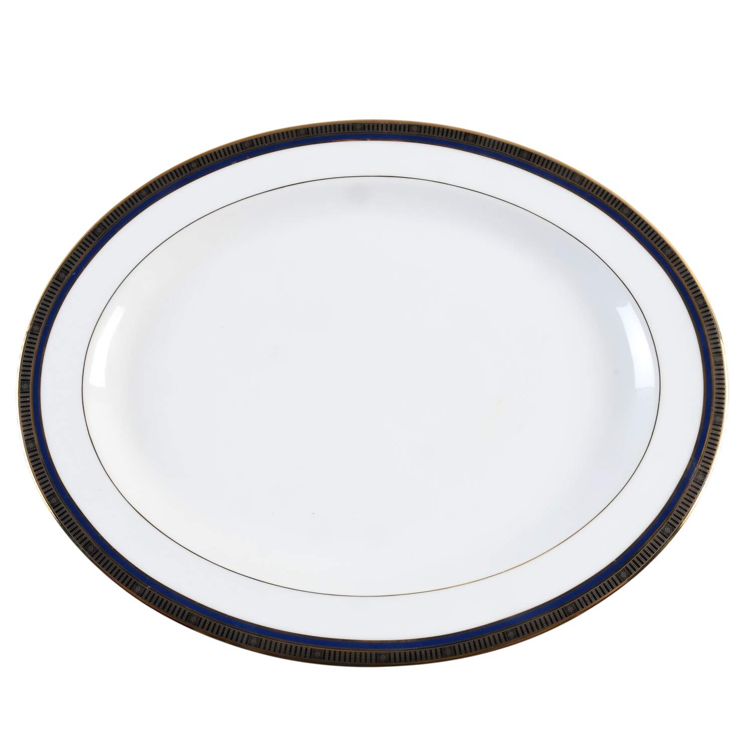 Madison Platinum Blue 15" Oval Serving Platter by Bernardaud-1