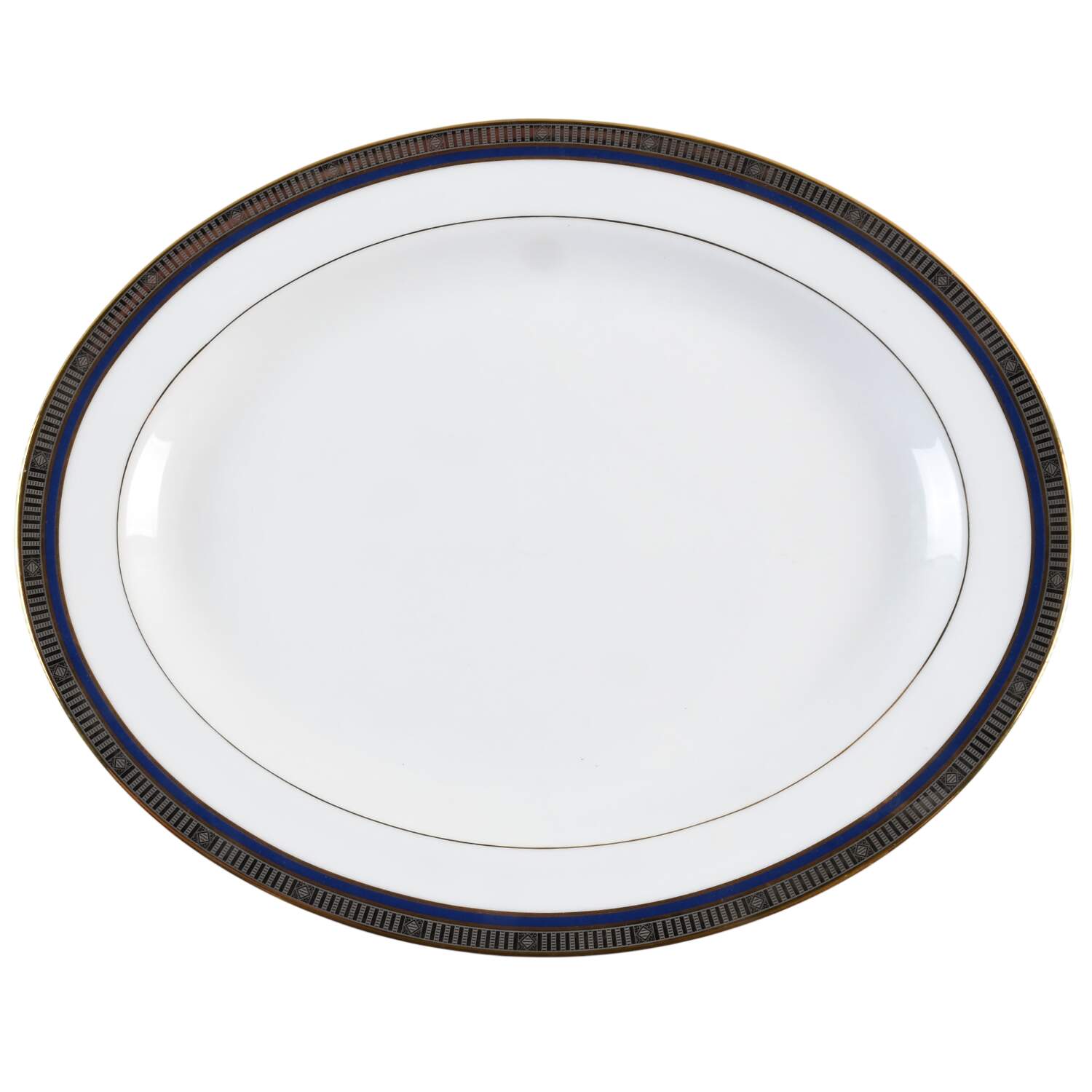 Madison Platinum Blue 13" Oval Serving Platter by Bernardaud-1