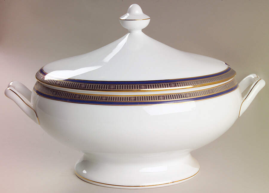 Madison Platinum Blue Oval Tureen & Lid by Bernardaud-1