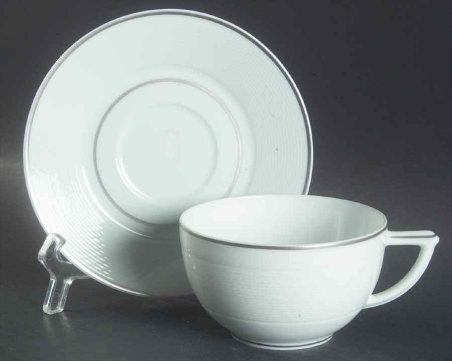 Marly Platinum Flat Cup & Saucer Set by Bernardaud-1