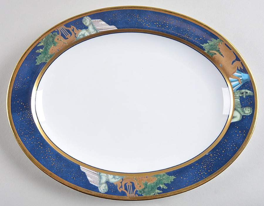 Metropoles 11" Oval Serving Platter by Bernardaud-1