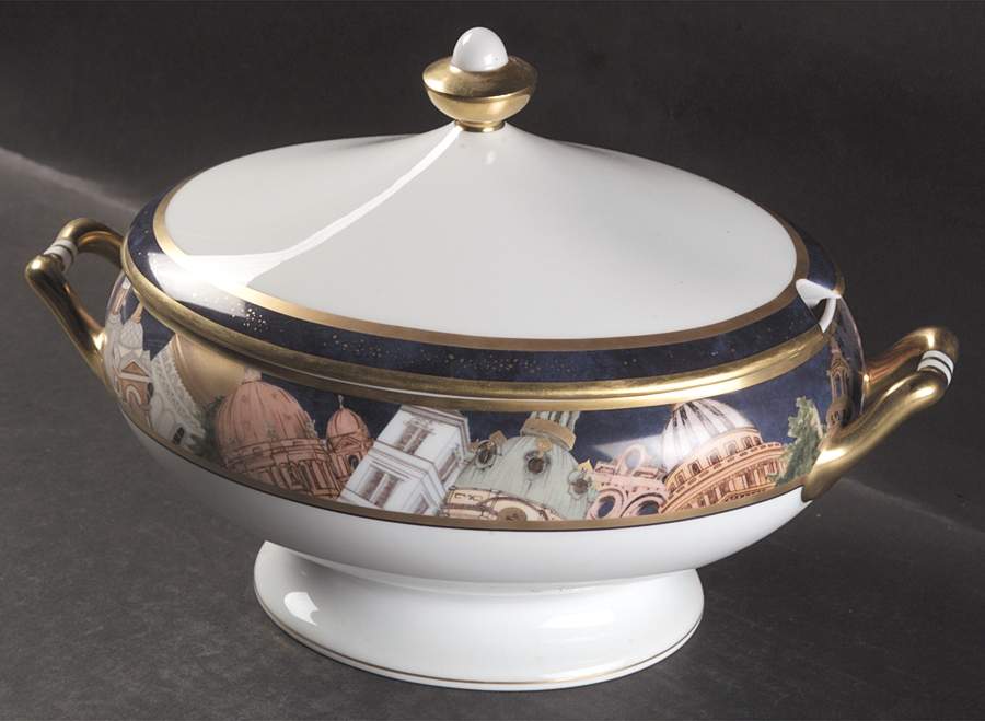 Metropoles Oval Tureen & Lid by Bernardaud-1