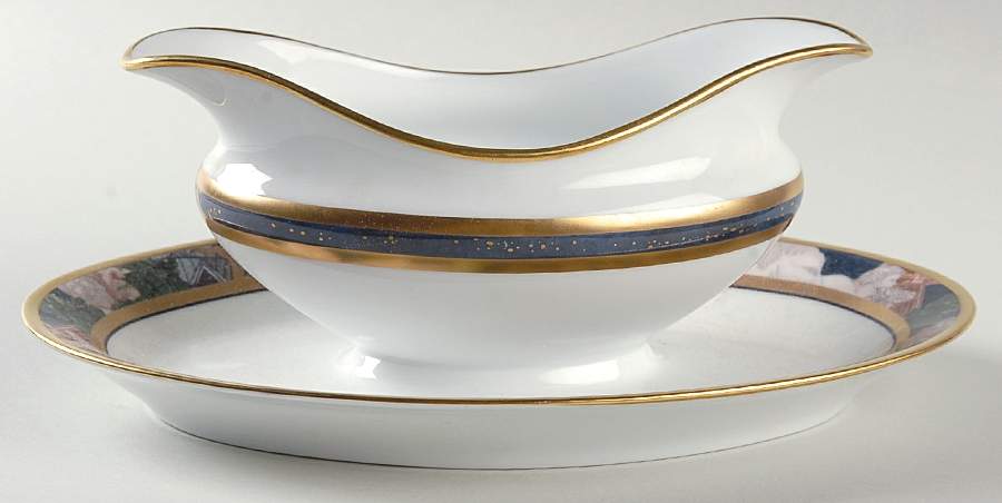 Metropoles Gravy Boat with Attached Underplate by Bernardaud-1