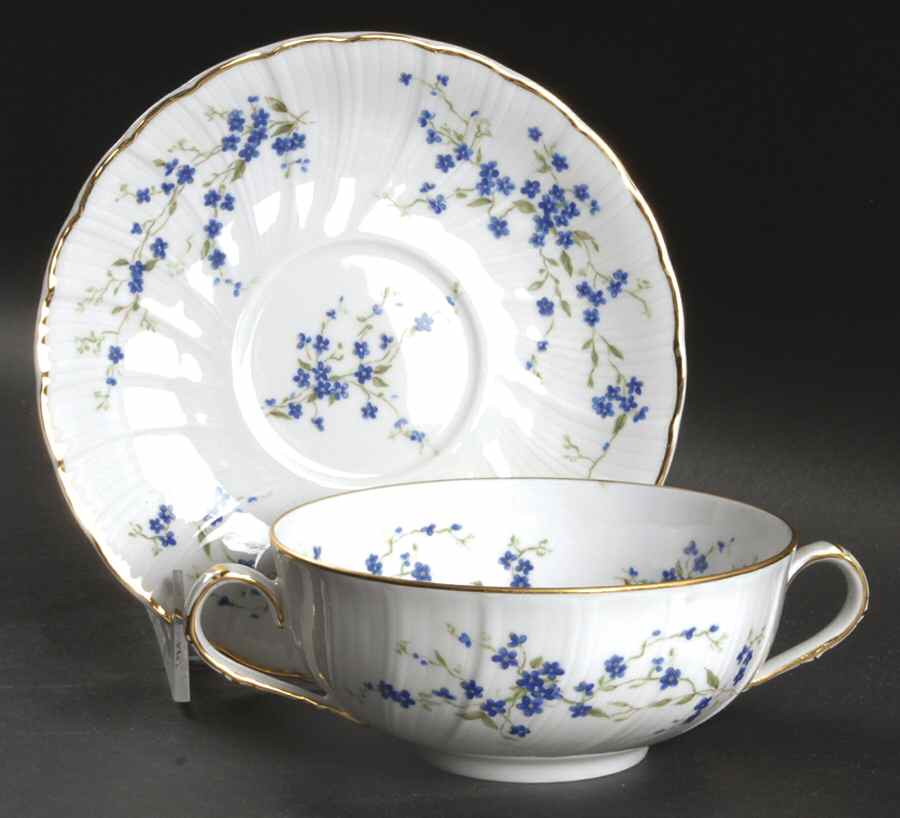 Myosotis Flat Cream Soup Bowl & Saucer Set by Bernardaud-1