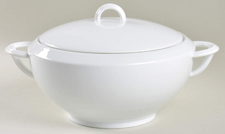 Nereides White Round Covered Vegetable by Bernardaud-1