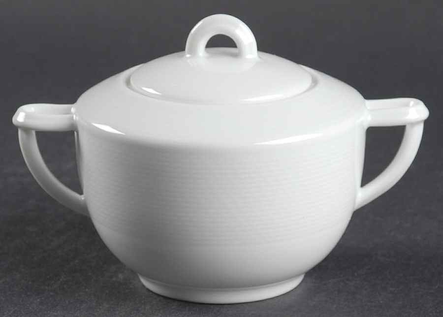 Nereides White Sugar Bowl & Lid by Bernardaud-1