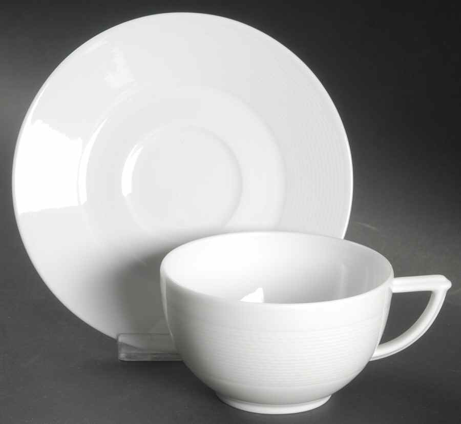 Nereides White Flat Cup & Saucer Set by Bernardaud-1