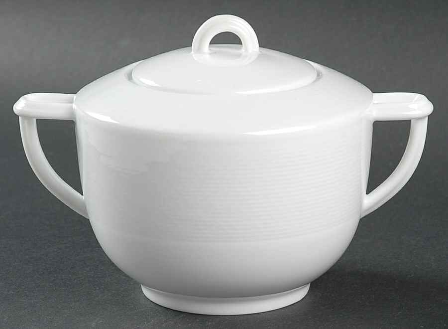 Nereides White Sugar Bowl & Lid by Bernardaud-1