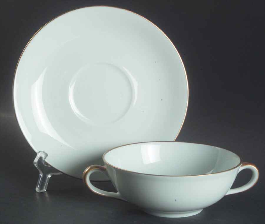 Pacaudiere Flat Cream Soup Bowl & Saucer Set by Bernardaud-1
