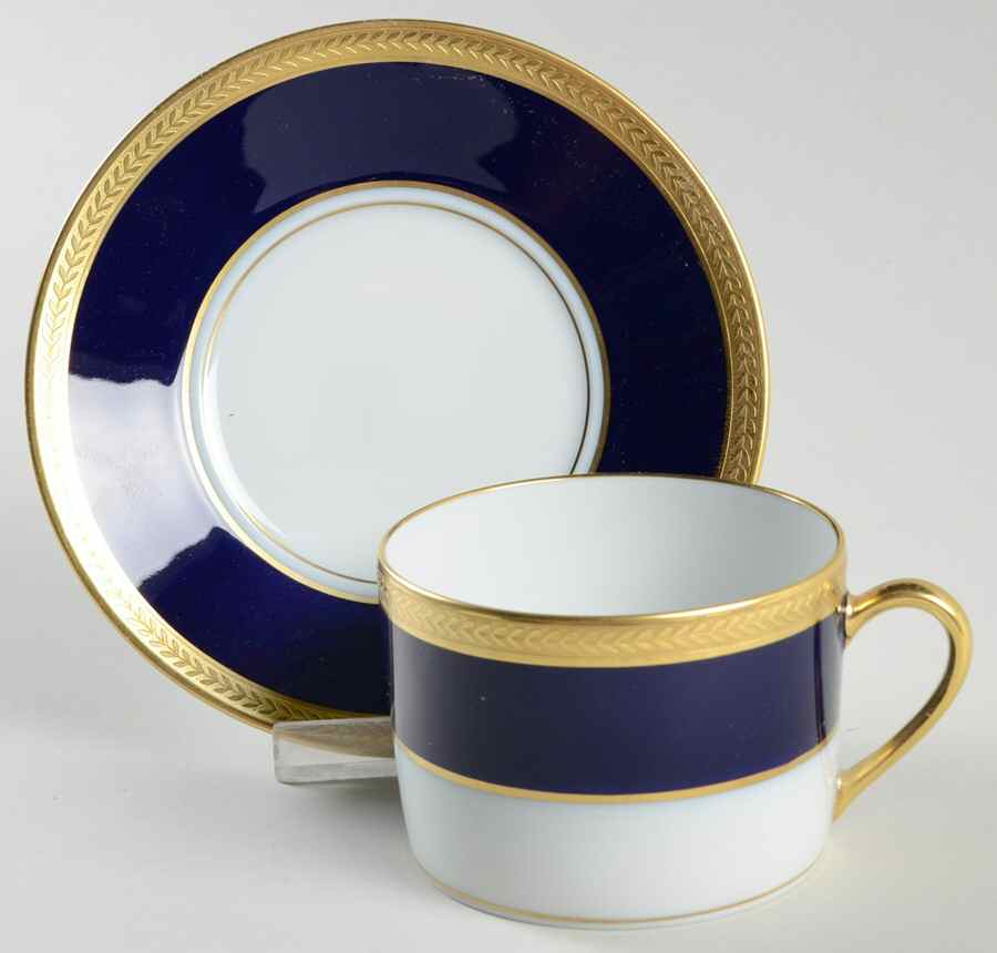 Palaiseau Cobalt Blue Flat Cup & Saucer Set by Bernardaud-1