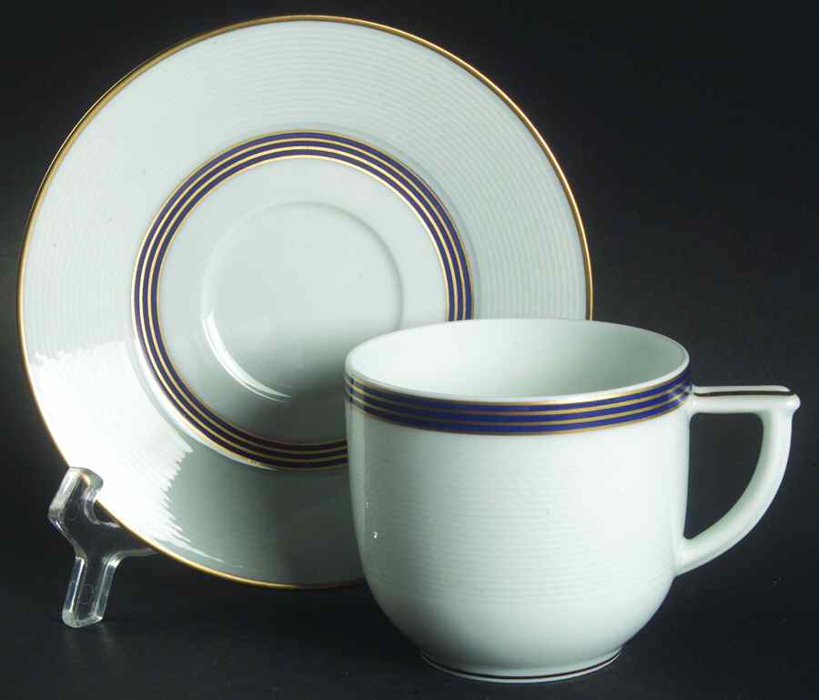 Palatino Blue Flat Cup & Saucer Set by Bernardaud-1