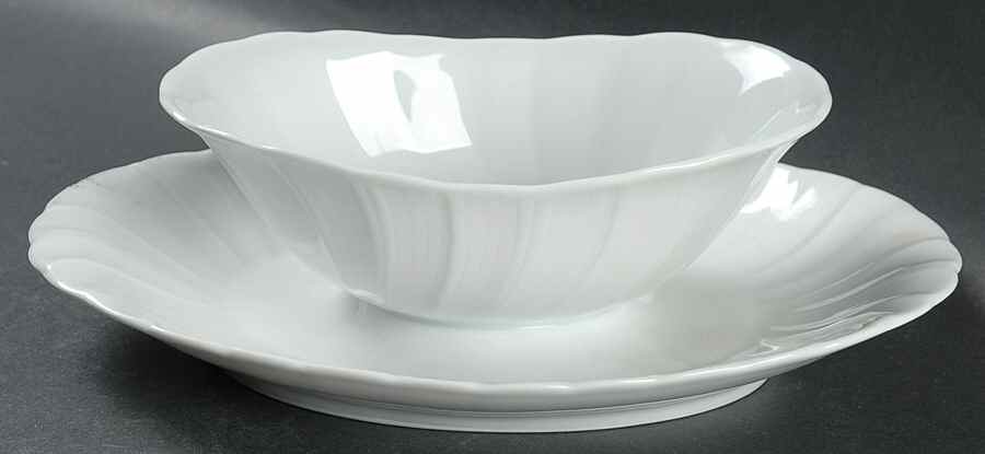 Palm Gravy Boat with Attached Underplate by Bernardaud-1