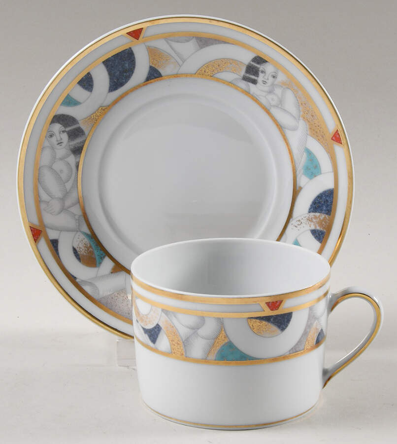 Paris (Geometric Nudes) Flat Cup & Saucer Set by Bernardaud-1