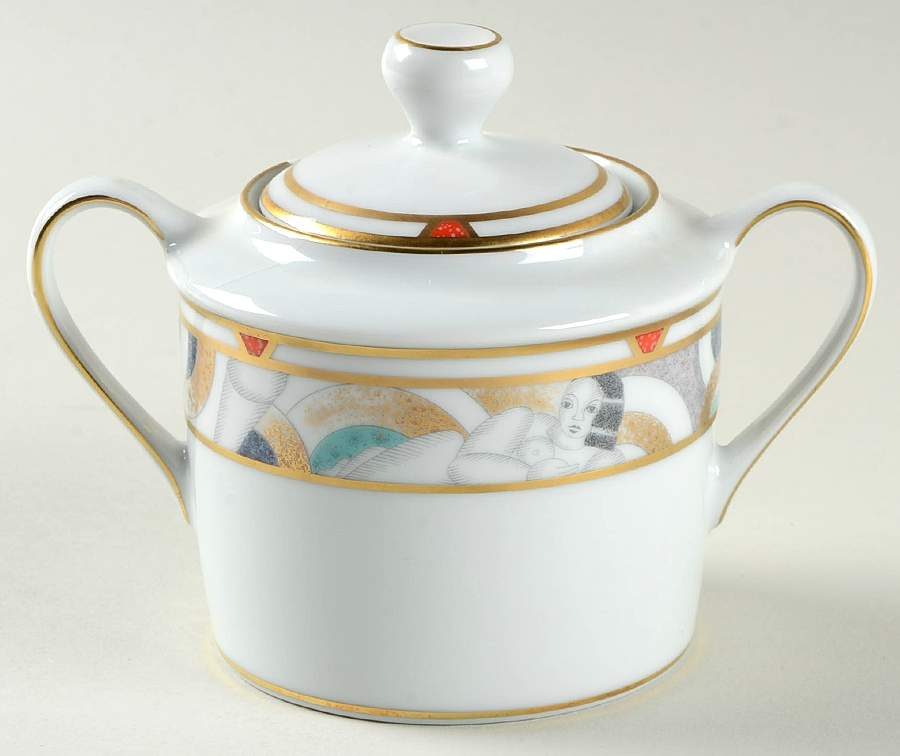 Paris (Geometric Nudes) Sugar Bowl & Lid by Bernardaud-1