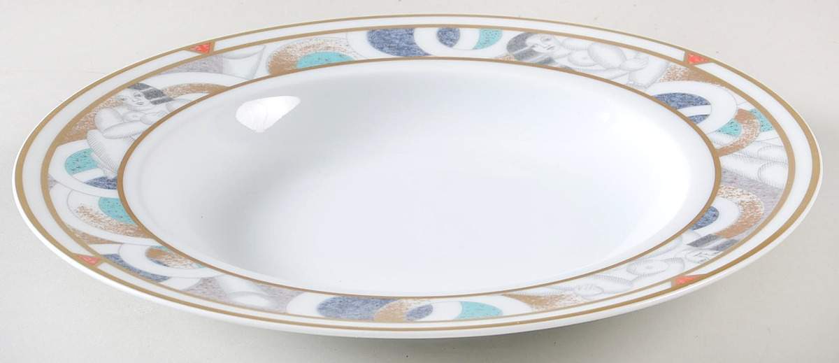 Paris (Geometric Nudes) Rim Soup Bowl by Bernardaud-1