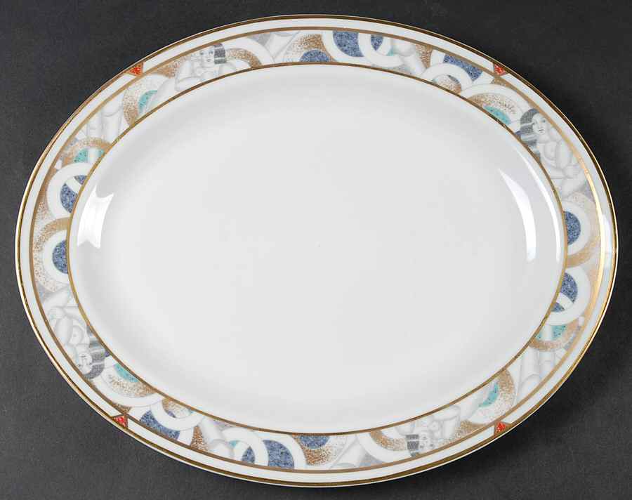 Paris (Geometric Nudes) 13" Oval Serving Platter by Bernardaud-1
