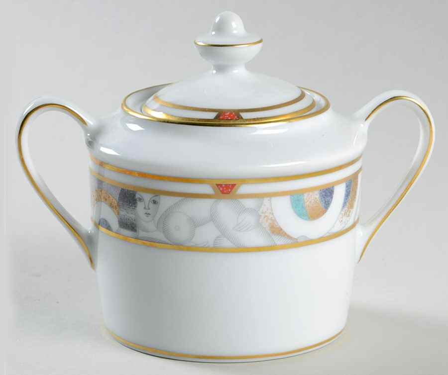 Paris (Geometric Nudes) Sugar Bowl & Lid by Bernardaud-1