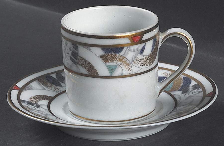 Paris (Geometric Nudes) Flat Demitasse Cup & Saucer Set by Bernardaud-1
