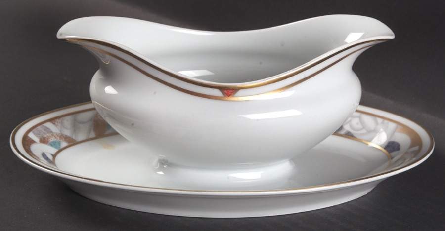 Paris (Geometric Nudes) Gravy Boat with Attached Underplate by Bernardaud-1