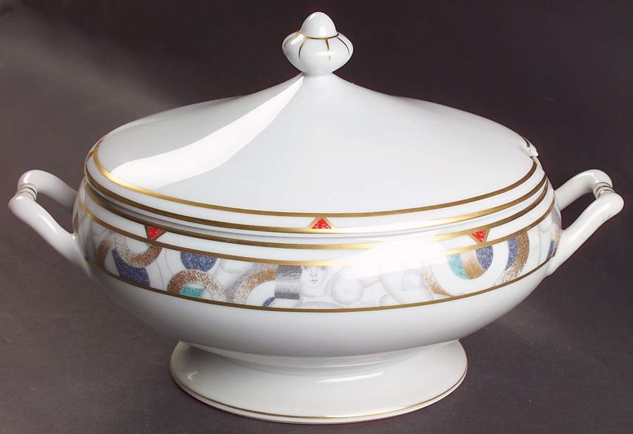 Paris (Geometric Nudes) Tureen &  Lid by Bernardaud-1